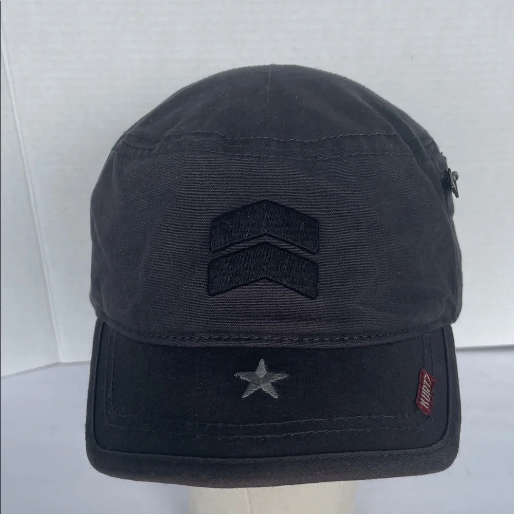 KURTZ Black Military Distressed Style Cap Fitted Unisex Size Large - Picture 5 of 7